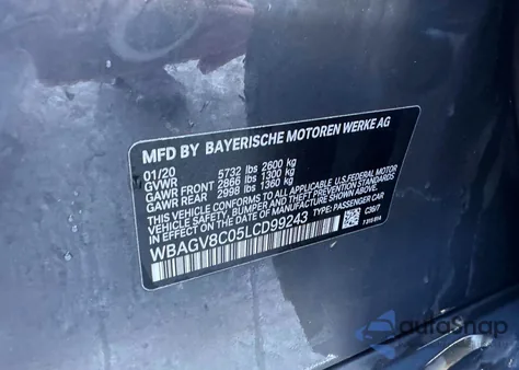 2020 BMW M850Xi z USA, uszkodzony, nr VIN WBAGV8C05LCD99243